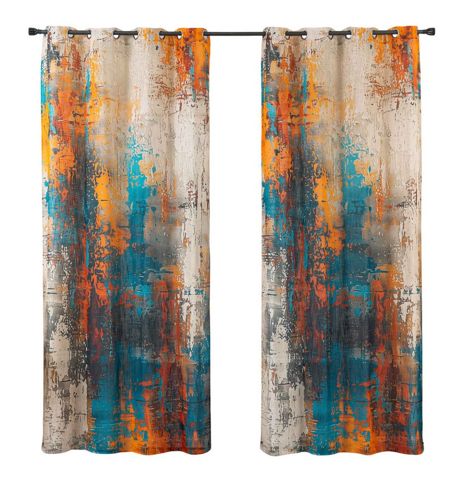 Gardinenbox Gardine (2 St), Ösen, halbtransparent, Polyester, Grobfaser »Seoul Collection« Digital Druck 2024120-2 – Bild 2 von 5
