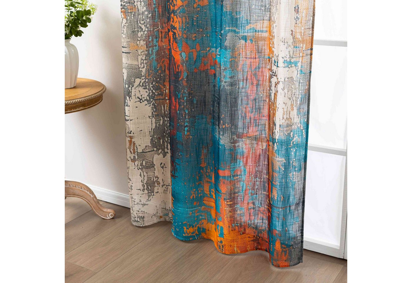 Gardinenbox Gardine (2 St), Ösen, halbtransparent, Polyester, Grobfaser »Seoul Collection« Digital Druck 2024120-2 – Bild 3 von 5