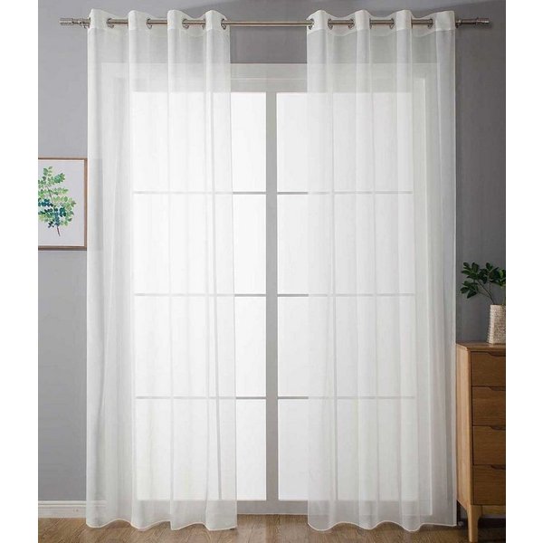 Gardinenbox Gardine (2 St), Ösen, transparent, Voile, Ösenvorhänge Voile »Uni« Bleibandabschluß 20332-cn2