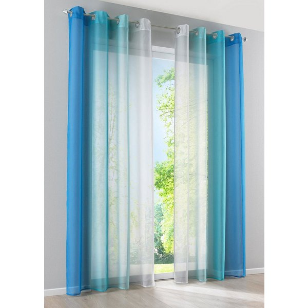 Gardinenbox Gardine (2 St), Ösen, transparent, Voile, Farbverlauf Vertikal »Modena« Voile Raffhalter 10000183
