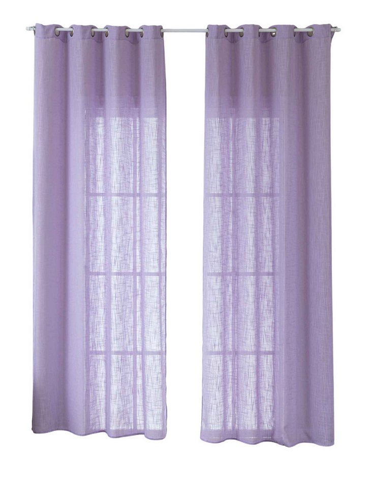 Gardinenbox Gardine (2 St), Ösen, halbtransparent, Polyester, Grobfaser »Seoul« Linenlook-Struktur 2024110-2 – Bild 2 von 5