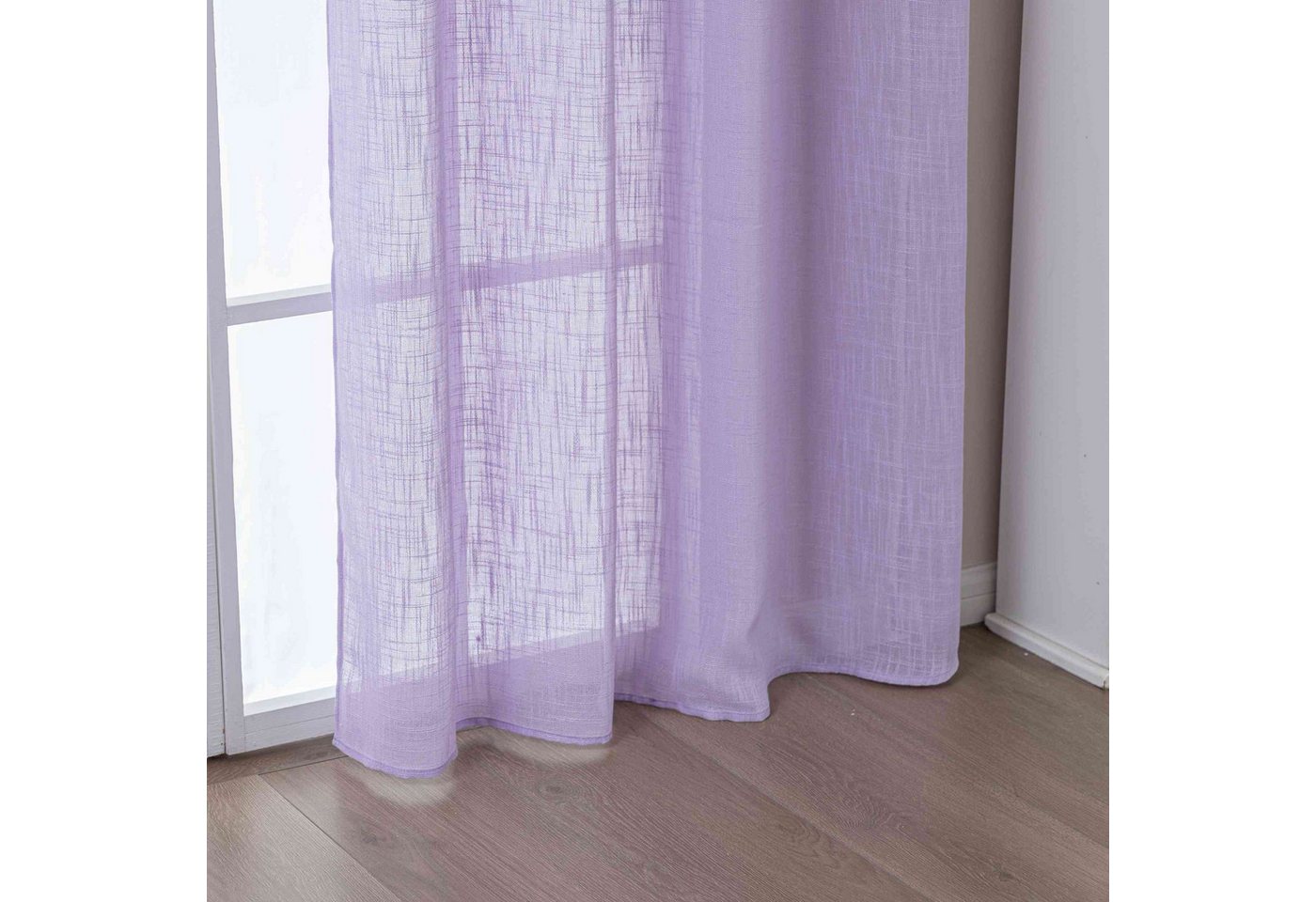 Gardinenbox Gardine (2 St), Ösen, halbtransparent, Polyester, Grobfaser »Seoul« Linenlook-Struktur 2024110-2 – Bild 5 von 5