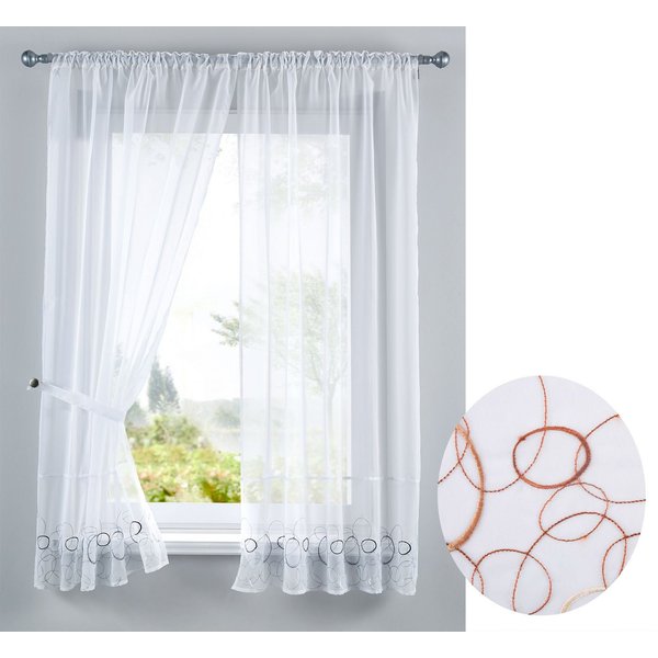 Gardinenbox Gardine (2 St), Stangendurchzug, transparent, Voile, AURA Stickerei Gardinen Set 2 Tlg. Raffhalter Tunneldurchzug Gardinenb