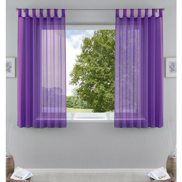 Gardinenbox Gardine (2 St), Schlaufen, transparent, Voile, Transparent Vorhang Set Voile Bleibandabschluss 61000CN