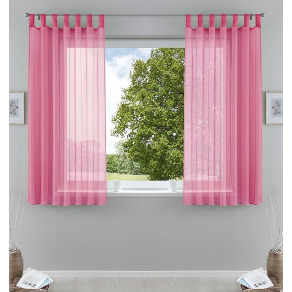 Gardinenbox Gardine (2 St), Schlaufen, transparent, Voile, Transparent Vorhang Set Voile Bleibandabschluss 61000CN