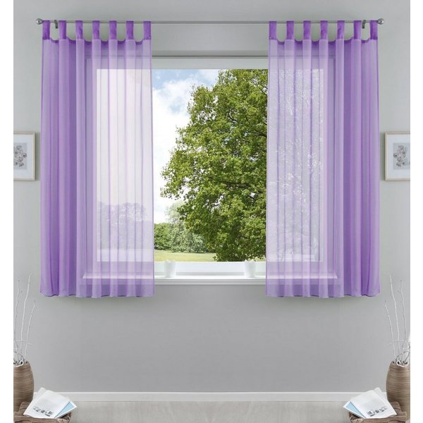 Gardinenbox Gardine (2 St), Schlaufen, transparent, Voile, Transparent Vorhang Set Voile Bleibandabschluss 61000CN