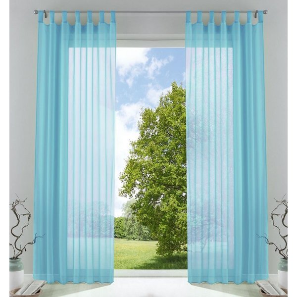 Gardinenbox Gardine (2 St), Schlaufen, transparent, Voile, Transparent Vorhang Set Voile Bleibandabschluss 61000CN