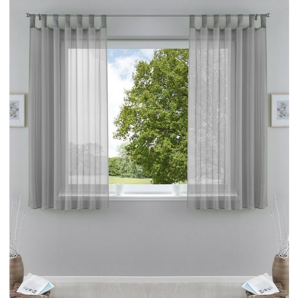Gardinenbox Gardine (2 St), Schlaufen, transparent, Voile, Transparent Vorhang Set Voile Bleibandabschluss 61000CN