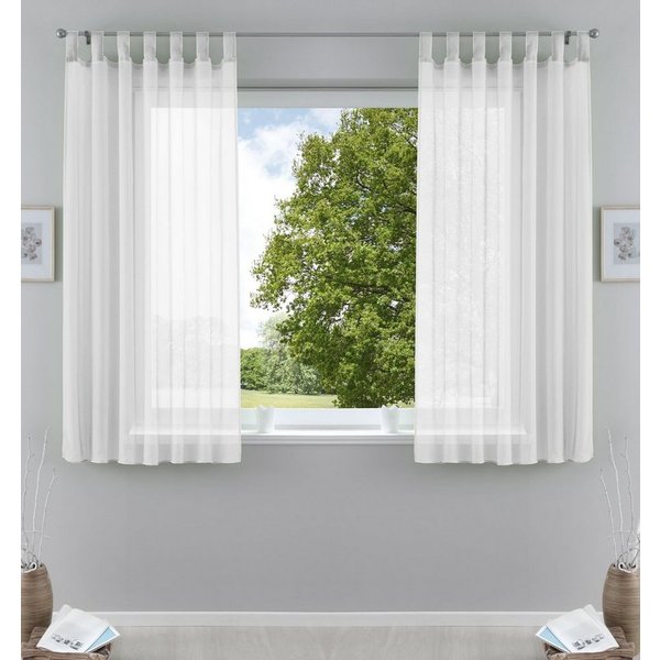 Gardinenbox Gardine (2 St), Schlaufen, transparent, Voile, Transparent Vorhang Set Voile Bleibandabschluss 61000CN