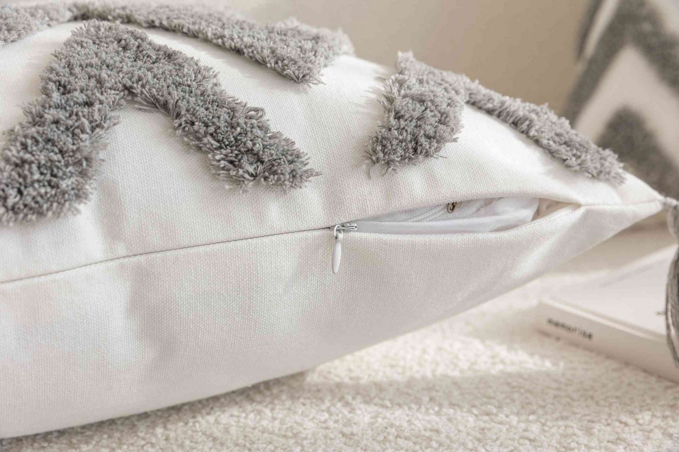 Gardinenbox Kissenhülle, (1 Stück), »Bonn« LxB 45x45 cm Frottee Zickzack 202495K – Bild 5 von 5
