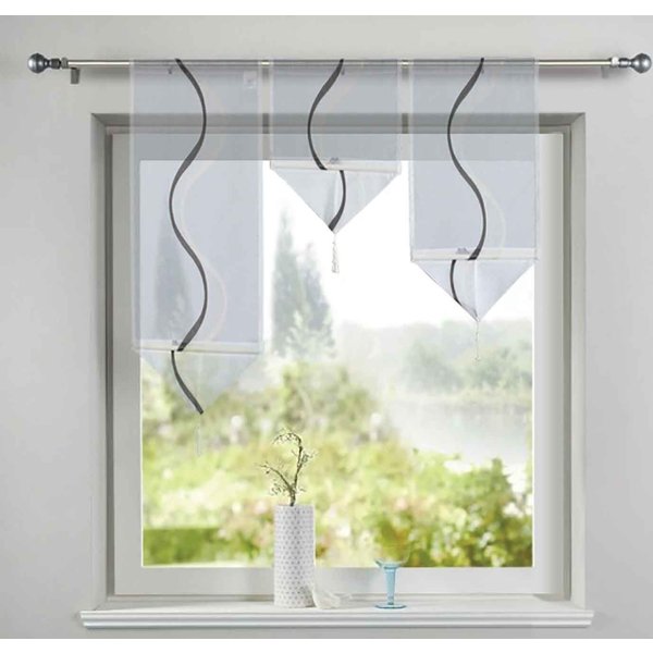Gardinenbox Scheibengardine (3 St), Stangendurchzug, transparent, 3 er Set HxB 40-60-80x30 cm Dreieck Abschluß