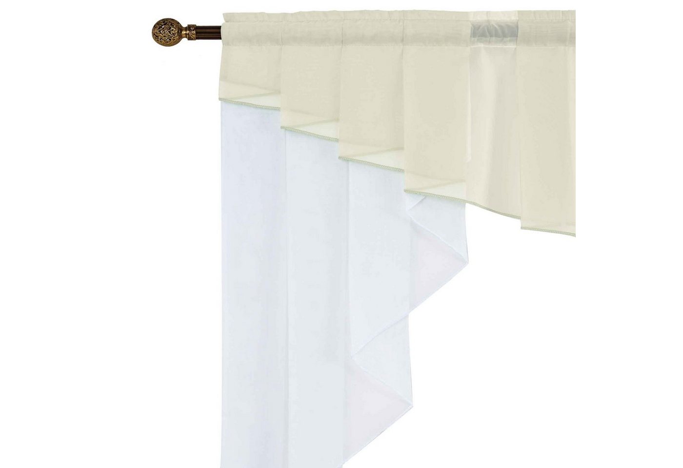 Gardinenbox Scheibengardine, Stangendurchzug, transparent, Voile, M-Bogen Universalband Kurzgardine – Bild 3 von 5