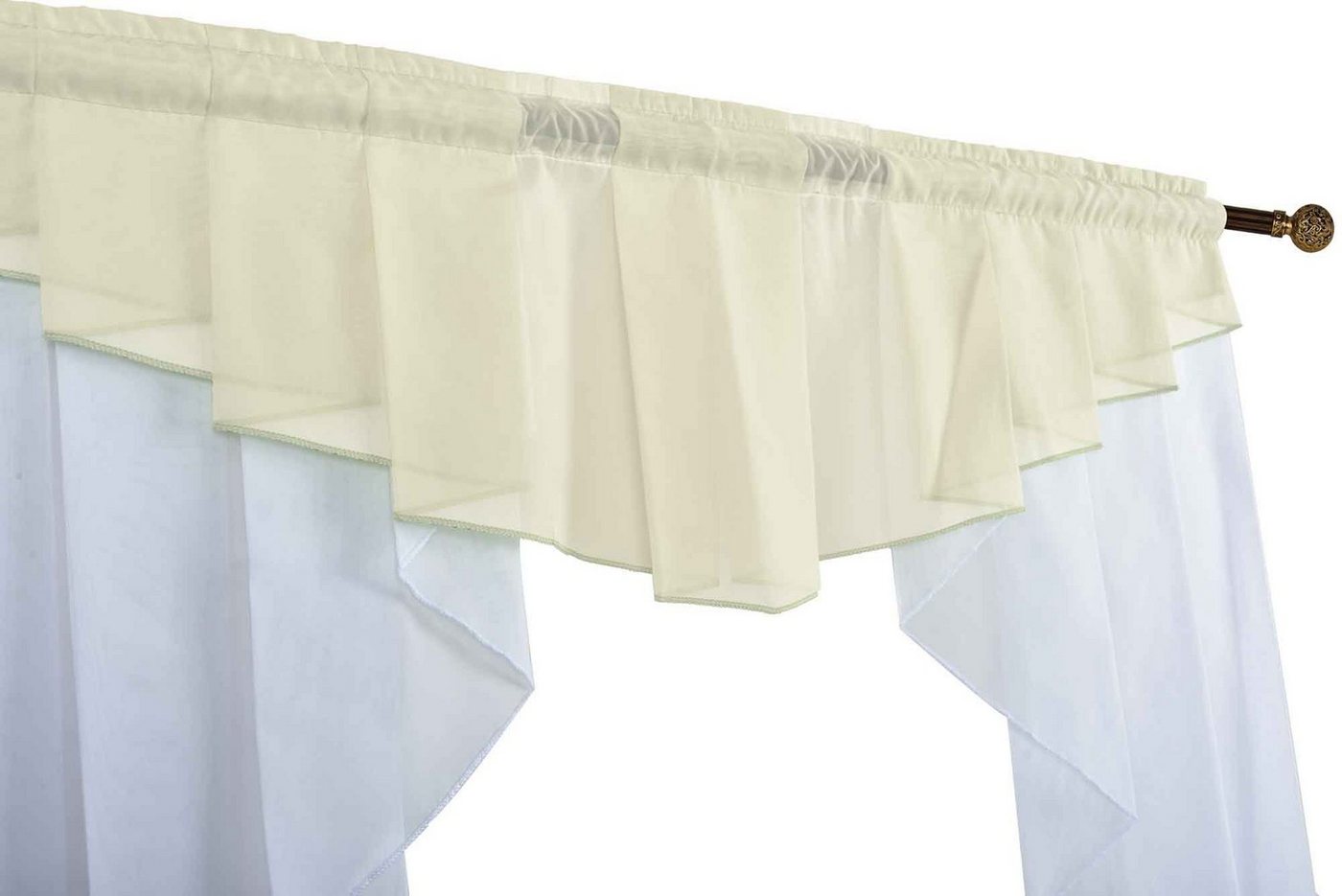 Gardinenbox Scheibengardine, Stangendurchzug, transparent, Voile, M-Bogen Universalband Kurzgardine – Bild 4 von 5