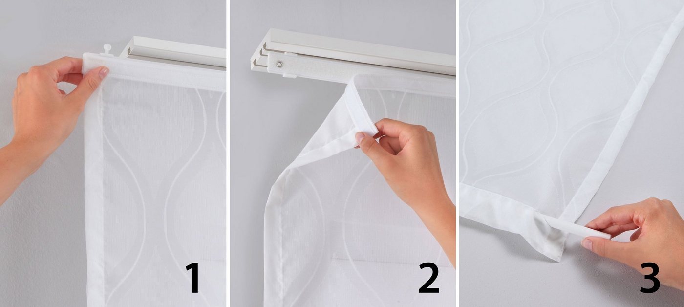 Gardinenbox Schiebegardine (1 St), Klettband, blickdicht, Raumtrenner Tendril Ausbrenner Stoff 85611 – Bild 3 von 3