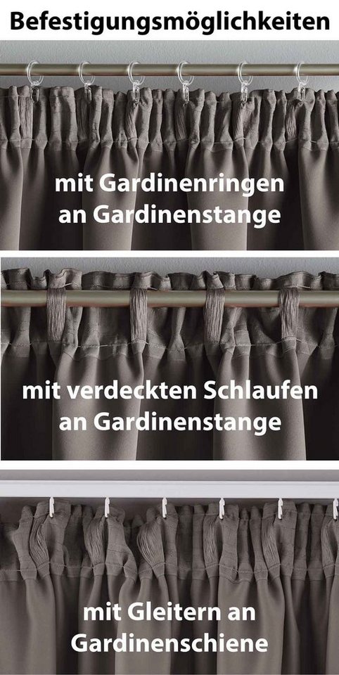 Gardinenbox Verdunkelungsvorhang (2 St), verdecketeSchlaufen, verdunkelnd, Blickdicht »NewYork« Thermo-Gardine Blackout Kräuselband – Bild 5 von 5