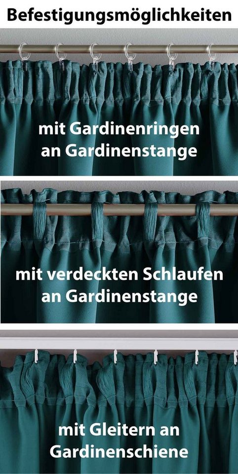 Gardinenbox Verdunkelungsvorhang (2 St), verdecketeSchlaufen, verdunkelnd, Blickdicht »NewYork« Thermo-Gardine Blackout Kräuselband – Bild 5 von 5