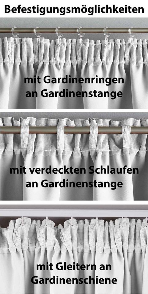 Gardinenbox Verdunkelungsvorhang (2 St), verdecketeSchlaufen, verdunkelnd, Blickdicht »NewYork« Thermo-Gardine Blackout Kräuselband – Bild 5 von 5