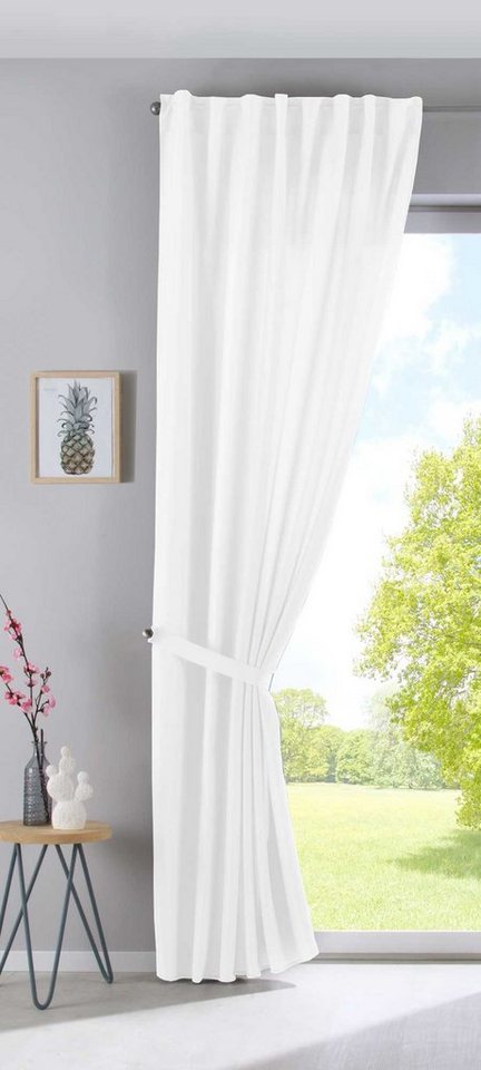 Gardinenbox Vorhang (1 St), verdecketeSchlaufen, transparent, Cationic »JENA« Blickdicht Leinen Optik Meliert extra Breit 2019037 – Bild 3 von 5