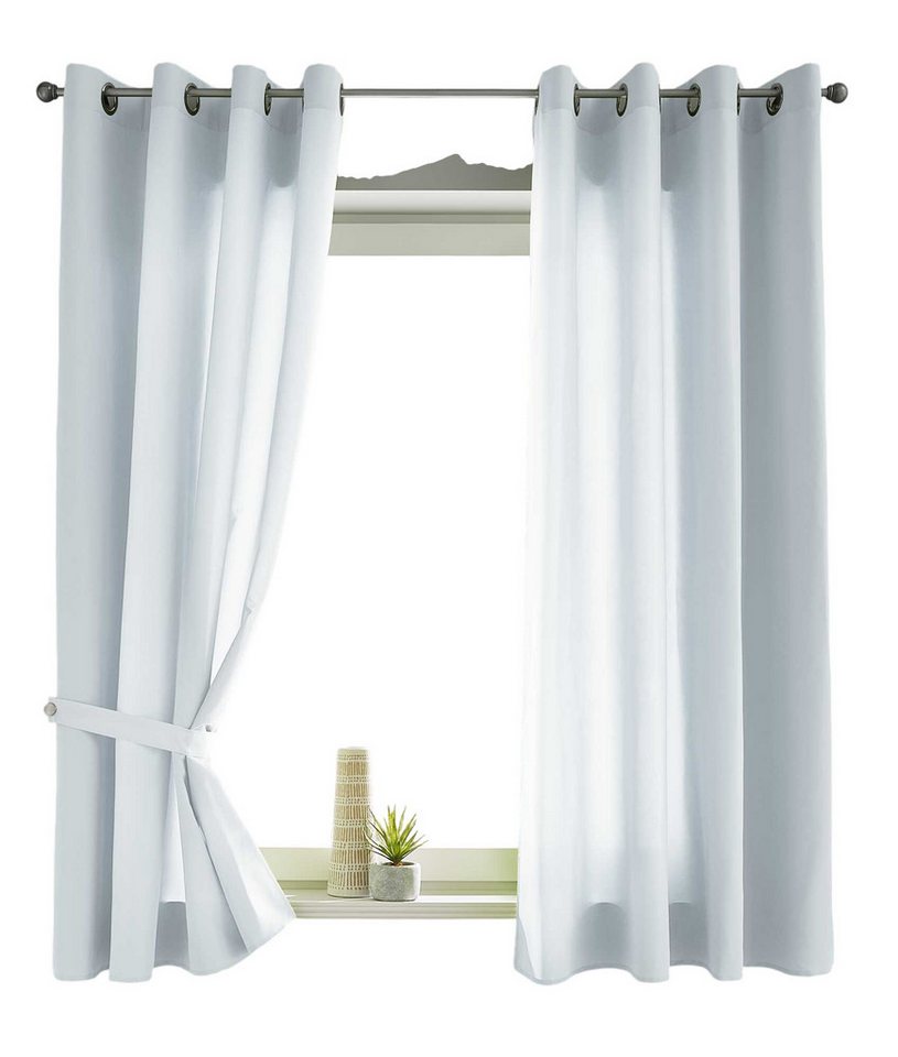Gardinenbox Vorhang (2 St), Ösen, blickdicht, Microsatin, »Berlin« Blickdicht Microsatin Lichtdurchlässig 20405N2 – Bild 2 von 5