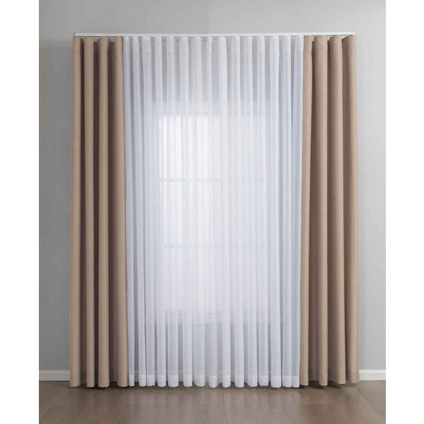 Gardinenbox Vorhang (3 St), Multifunktionsband, blickdicht, Cationic, 2 Vorhänge Leinenoptik, 1 Gardine Voile Batist 2025100-110S1