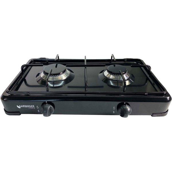GARDINGER Taschenkocher Campingkocher Duo base schwarz zweiflammig ohne Deckel 30 mbar, (1-St), windstabil, robust, mobil