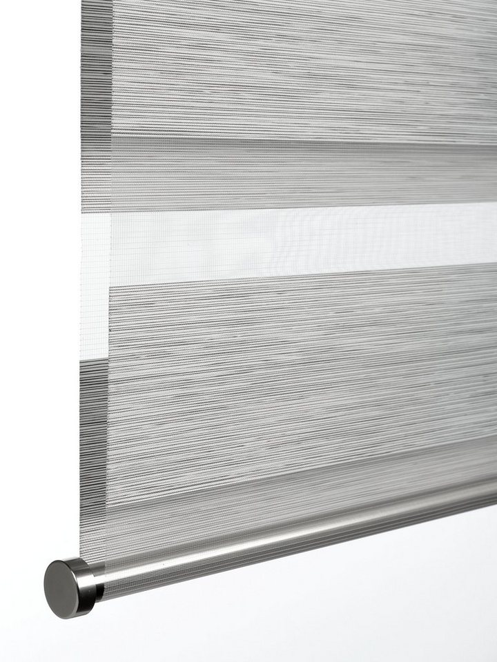 Doppelrollo de luxe, GARDINIA, halbtransparent, mit Bohren/ohne Bohren, freihängend, Klemm- oder Schraubmontage, hochwertiges Gesamtkonzept mit silbernen Metall – Bild 5 von 5