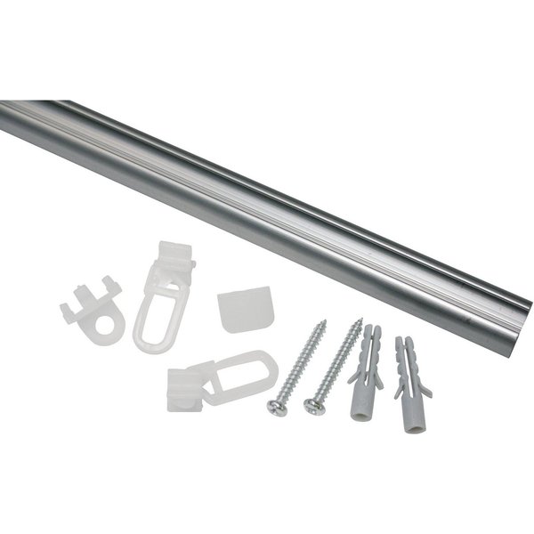 GARDINIA Gardinenschiene Aluminiumschiene, Ø 13 mm, 1-läufig, kürzbar, mit Bohren, Aluminium, 1-läufig