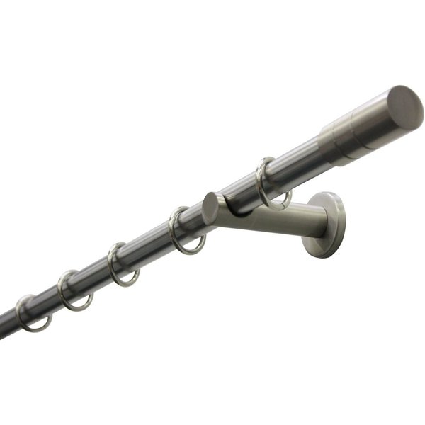 GARDINIA Gardinenstange Set Metall, Ø 20 mm, 1-läufig, Fixmaß, mit Bohren, verschraubt, Metall, 1-Lauf
