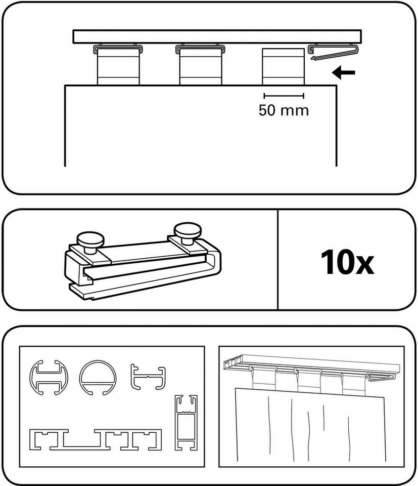 GARDINIA Klick-Gleiter Schlaufenleiter, (10-St), Serie Flächenvorhang-Technik Atlanta 3-läufig – Bild 5 von 5