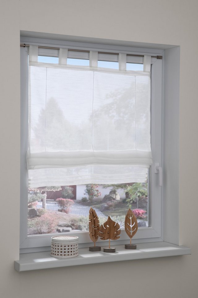 GARDINIA Raffrollo Voile Schlaufen, mit Schlaufen, ohne Bohren, freihängend, mit Satinbänder – Bild 5 von 5
