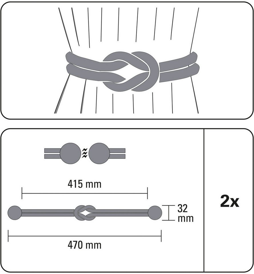 GARDINIA Raffspange Raffhalter Kordel, (2-tlg), zum Dekorieren und Raffen – Bild 5 von 5