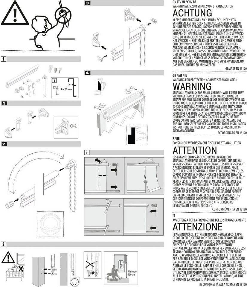 Seitenzugrollo Uni Klemmrollo, GARDINIA, Lichtschutz, mit Bohren/ohne Bohren, freihängend, Klemm- oder Schraubmontage, Schraubmontage möglich – Bild 4 von 5