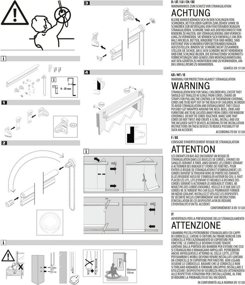 Seitenzugrollo Uni Klemmrollo, GARDINIA, Lichtschutz, mit Bohren/ohne Bohren, freihängend, Klemm- oder Schraubmontage, Schraubmontage möglich – Bild 4 von 5
