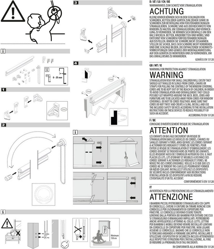 Seitenzugrollo Uni Klemmrollo, GARDINIA, Lichtschutz, mit Bohren/ohne Bohren, freihängend, Klemm- oder Schraubmontage, Schraubmontage möglich – Bild 4 von 5