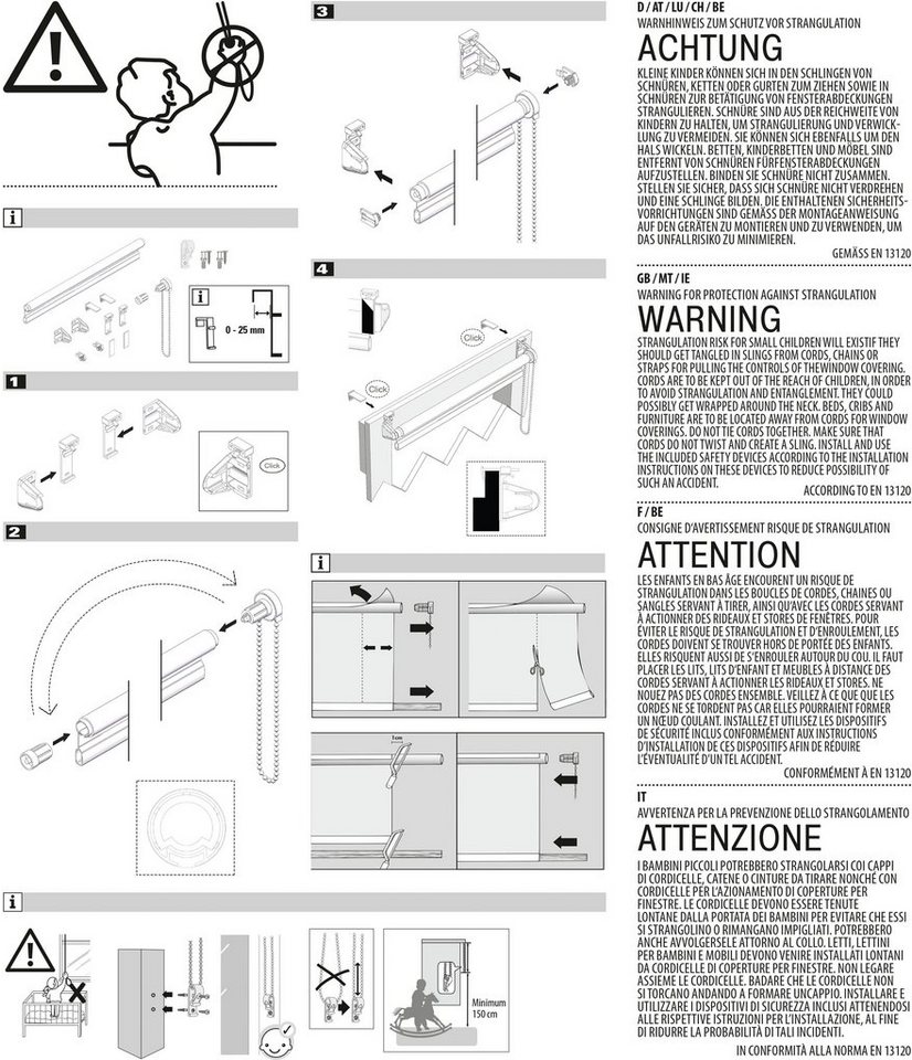 Seitenzugrollo Uni Klemmrollo, GARDINIA, Lichtschutz, mit Bohren/ohne Bohren, freihängend, Klemm- oder Schraubmontage, Schraubmontage möglich – Bild 4 von 5