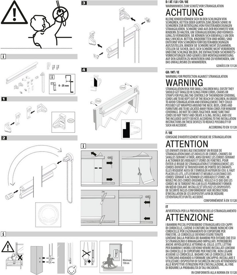 Seitenzugrollo Uni Klemmrollo, GARDINIA, Lichtschutz, mit Bohren/ohne Bohren, freihängend, Klemm- oder Schraubmontage, Schraubmontage möglich – Bild 4 von 5
