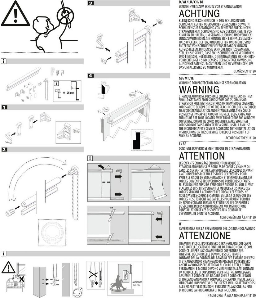 Seitenzugrollo Uni Klemmrollo, GARDINIA, Lichtschutz, mit Bohren/ohne Bohren, freihängend, Klemm- oder Schraubmontage, Schraubmontage möglich – Bild 4 von 5