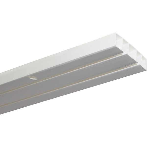 GARDINIA Vorhangschiene Slim Line, 2-läufig, mit Bohren, Kunststoff, mit Bohren, Deckenmontage, Kunststoff, Aufputzschiene