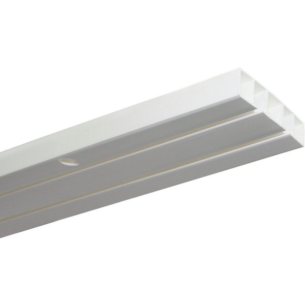 GARDINIA Vorhangschiene Slim Line, 2-läufig, mit Bohren, Kunststoff, mit Bohren, Deckenmontage, Kunststoff, Aufputzschiene
