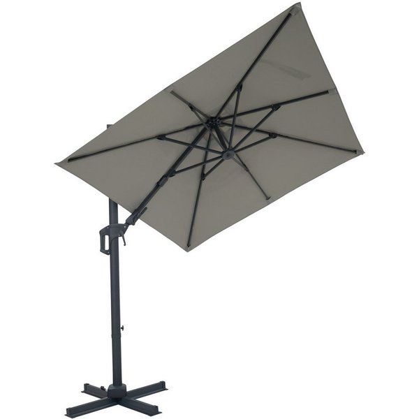 Gardissimo Ampelschirm Pendelschirm mit Ständer David 210x210 cm hellgrau quadratisch, LxB: 210x210 cm, Spar-Set, inkl. Plattenständer, UV-Schutz 50+, 360 Grad 