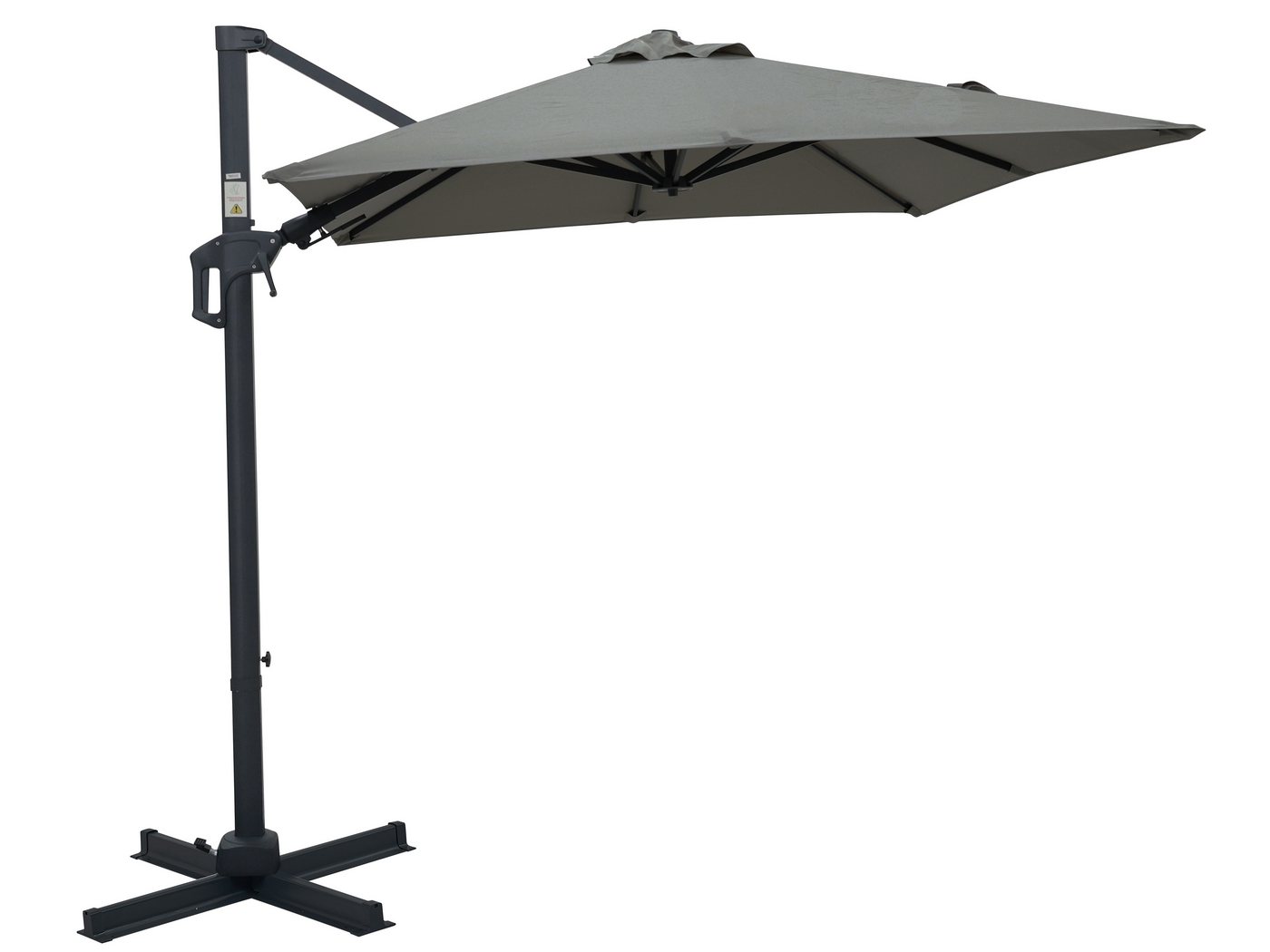 Gardissimo Ampelschirm Pendelschirm mit Ständer David 210x210 cm hellgrau quadratisch, LxB: 210x210 cm, Spar-Set, inkl. Plattenständer, UV-Schutz 50+, 360 Grad  – Bild 3 von 5