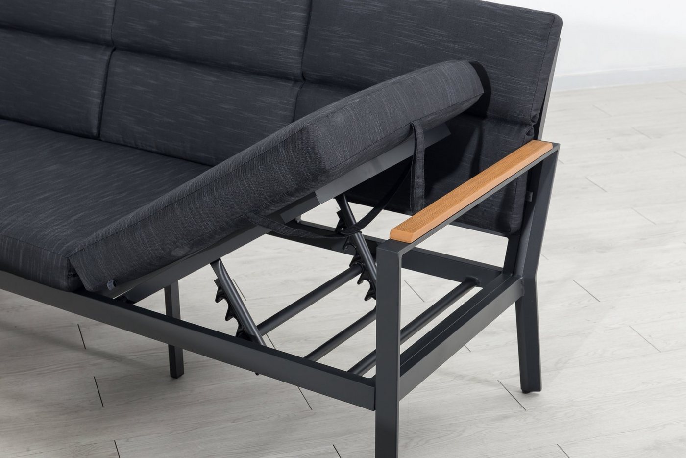 Gardissimo Gartenlounge-Set Nara links / Gartenmöbelset / Dining Eck Lounge Set, (Spar-Set, 3-tlg., Alu, Ecklounge, Esstisch, Bank, inkl. Auflagen), Liegefunkti – Bild 4 von 5