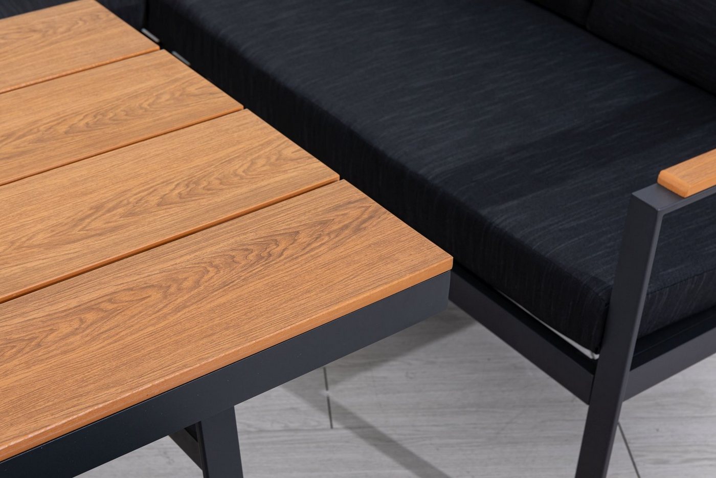 Gardissimo Gartenlounge-Set Nara links / Gartenmöbelset / Dining Eck Lounge Set, (Spar-Set, 3-tlg., Alu, Ecklounge, Esstisch, Bank, inkl. Auflagen), Liegefunkti – Bild 5 von 5