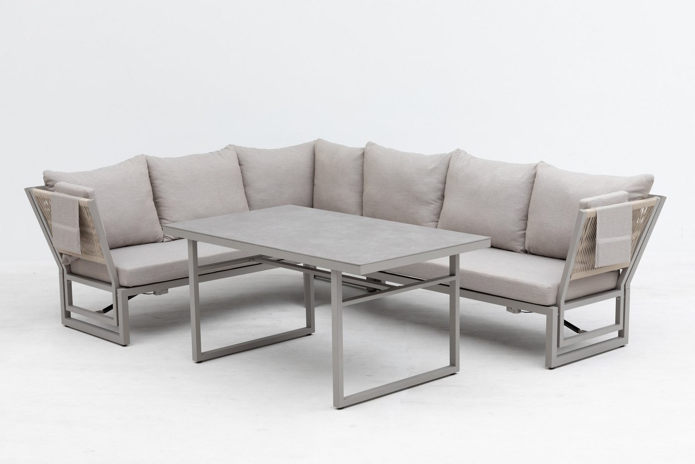 Gardissimo Gartenlounge-Set San Remo hell Dining Eck Lounge Set mit hohen Tisch, (Spar-Set, 3-tlg., Lounge Set mit hohen Tisch), mit stufenlos verstellbaren Arm – Bild 5 von 5