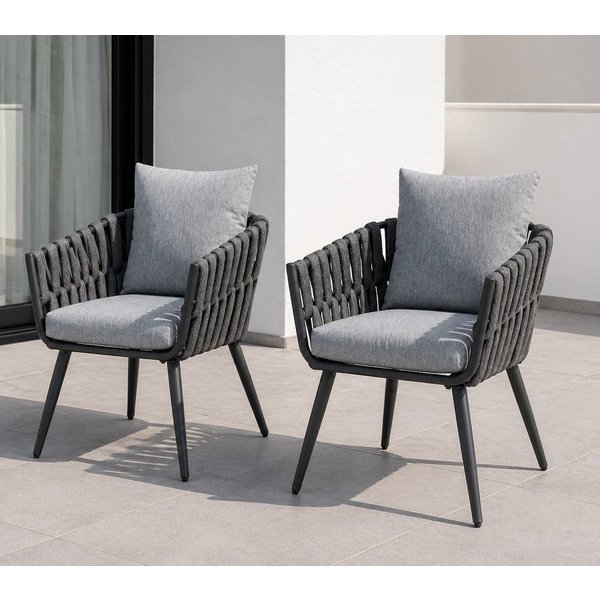 Gardissimo Gartenstuhl 2 er Set Nizza Diningstuhl Loungestuhl (Spar-Set, 2 St), wetterfest / 120 kg Tragkraft / Alu-Gestell