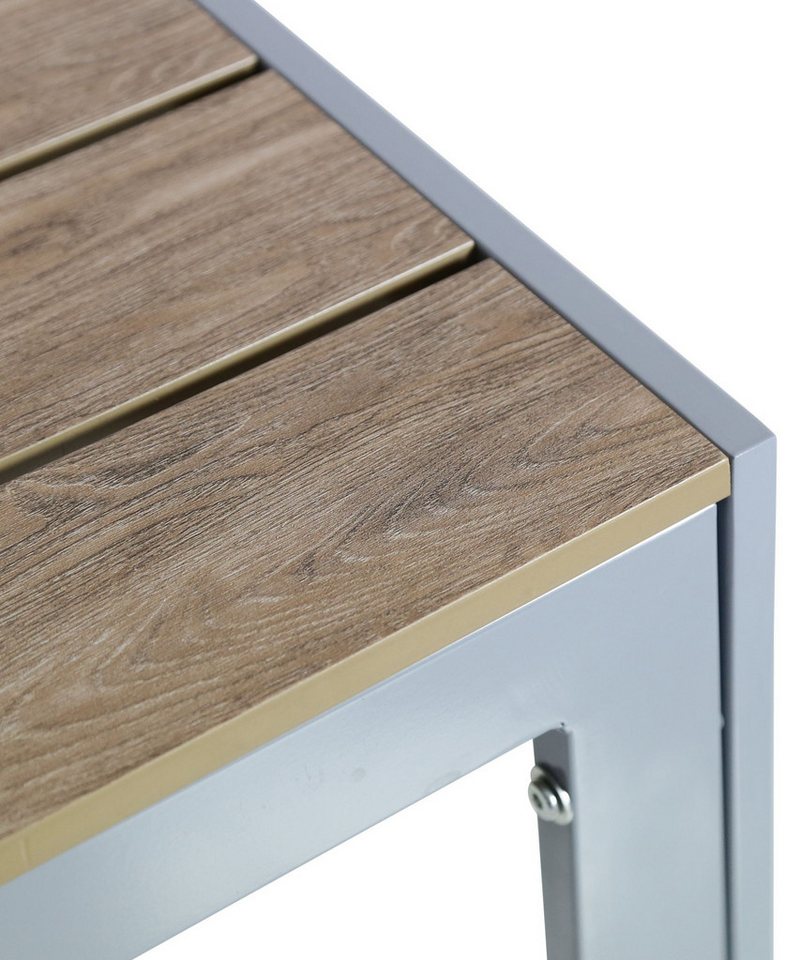 Gardissimo Gartentisch Alma rechteckig silber, 100 x 70 cm Balkontisch (Spar-Set, 1-St., 1 Esstisch), Holz-Look / Aluminium / wetterfest / pflegeleicht – Bild 2 von 5