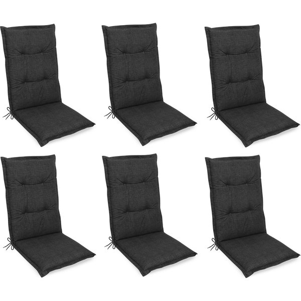 Gardissimo Hochlehnerauflage Premium anthr. 6 er Set Gartenstuhl Auflagen Kissen Polster Hochlehner, (Spar-Set, 6 St., 6 Auflagen), für Hochlehner-Stühle UV-bes