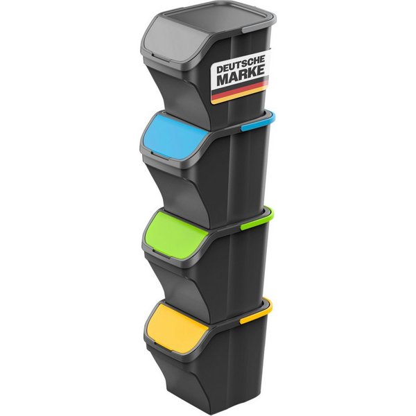 Gardissimo Mülltrennsystem Stack 4 tlg. Mülleimer Mülltrenner Abfalleimer 100 Liter, 4 Eimer mit je 25 Liter Fassungsvermögen