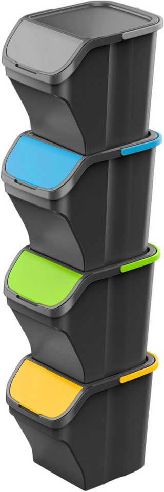 Gardissimo Mülltrennsystem Stack silber Mülleimer Mülltrenner Abfalleimer Müllsortierer 25 Liter, 25 Liter Fassungsvermögen / stapelbar – Bild 4 von 5