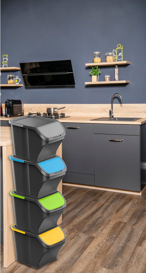 Gardissimo Mülltrennsystem Stack silber Mülleimer Mülltrenner Abfalleimer Müllsortierer 25 Liter, 25 Liter Fassungsvermögen / stapelbar – Bild 5 von 5